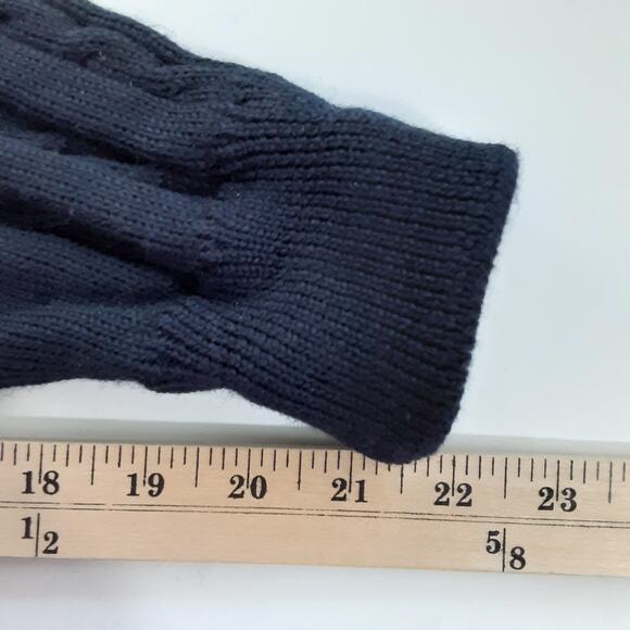 Vintage 80s 100% Irish Wool Cable Knit Sweater Navy Blue Pullover Crewneck M - Picture 11 of 11